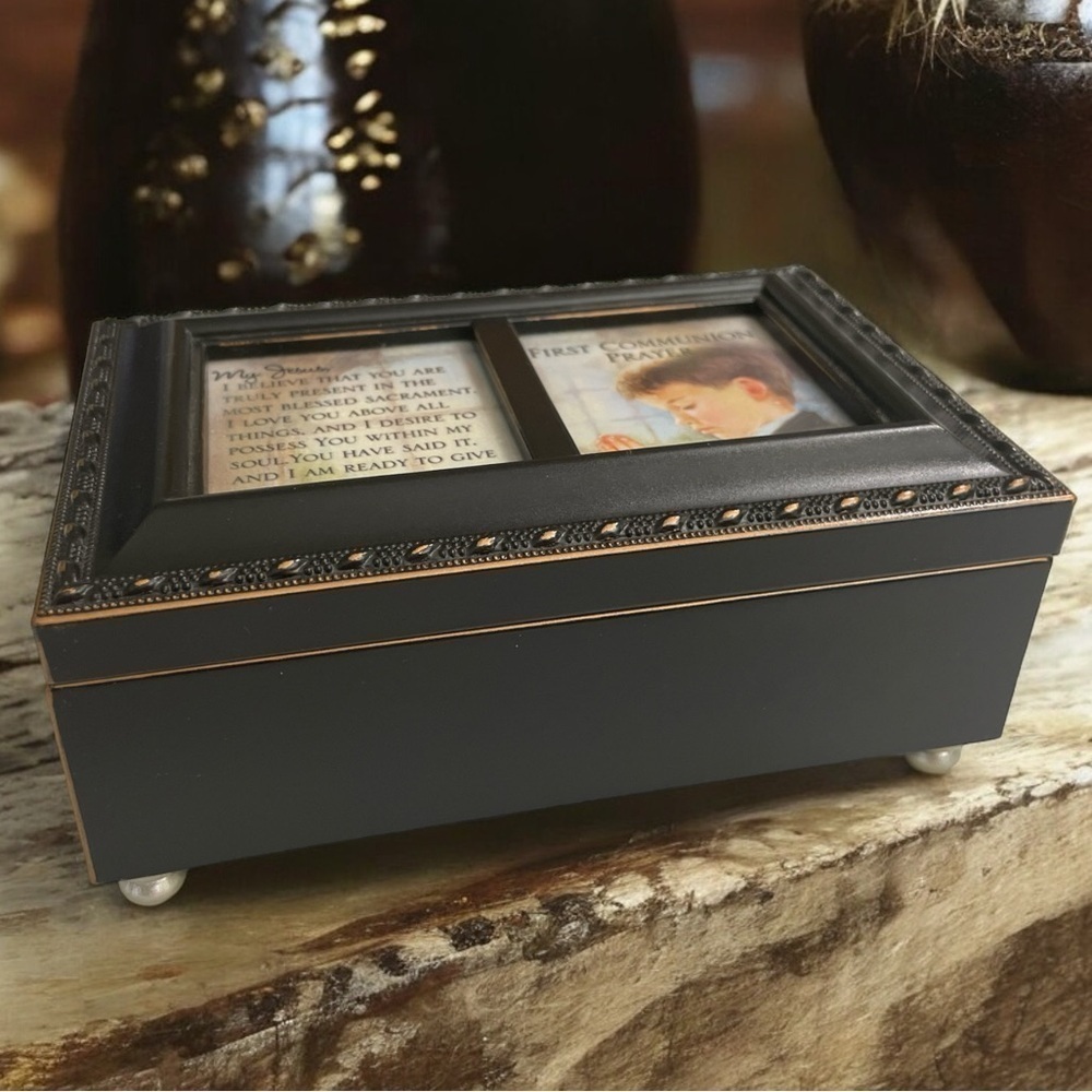 First Communion Black Rope
Trim Music Box Plays Handel's Hallelujah